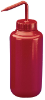 Bottle, Wash, Red, Narrow Mouth, 500 mL, 6/pk