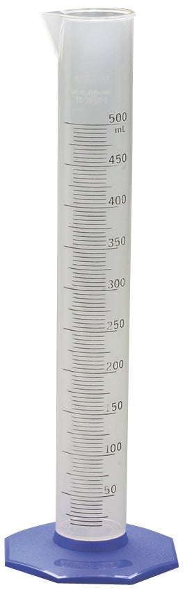 Cylinder, Graduated, Polypropylene, 100 mL +-0.6 mL, 1.0 mL divisions