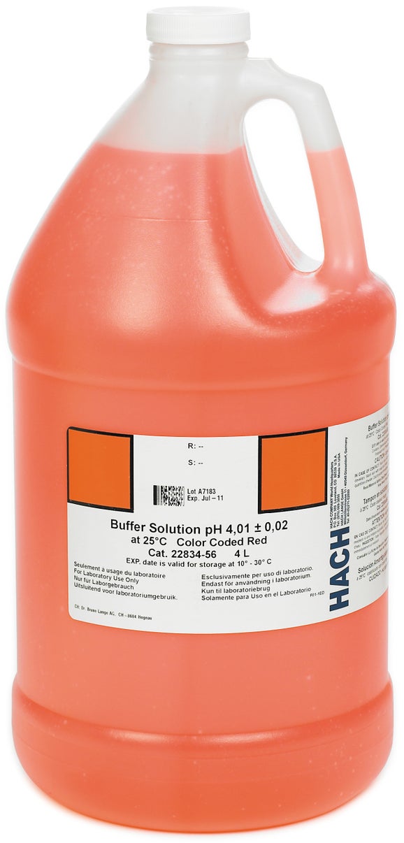 Buffer Solution, pH 4.01, Colour-coded Red, 4L