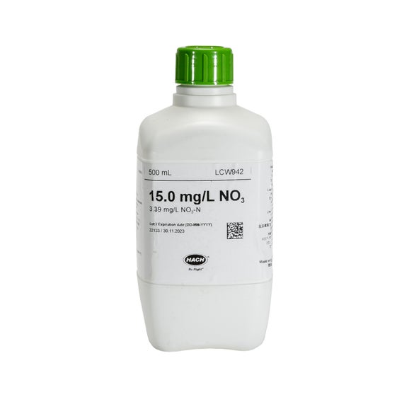 Nitrate standard, 15 mg/L NO₃ (3.39 mg/L NO₃-N), 500 mL